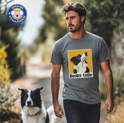 Australia Illuste designed T shirts "Border Collie"   (Gray, Large)