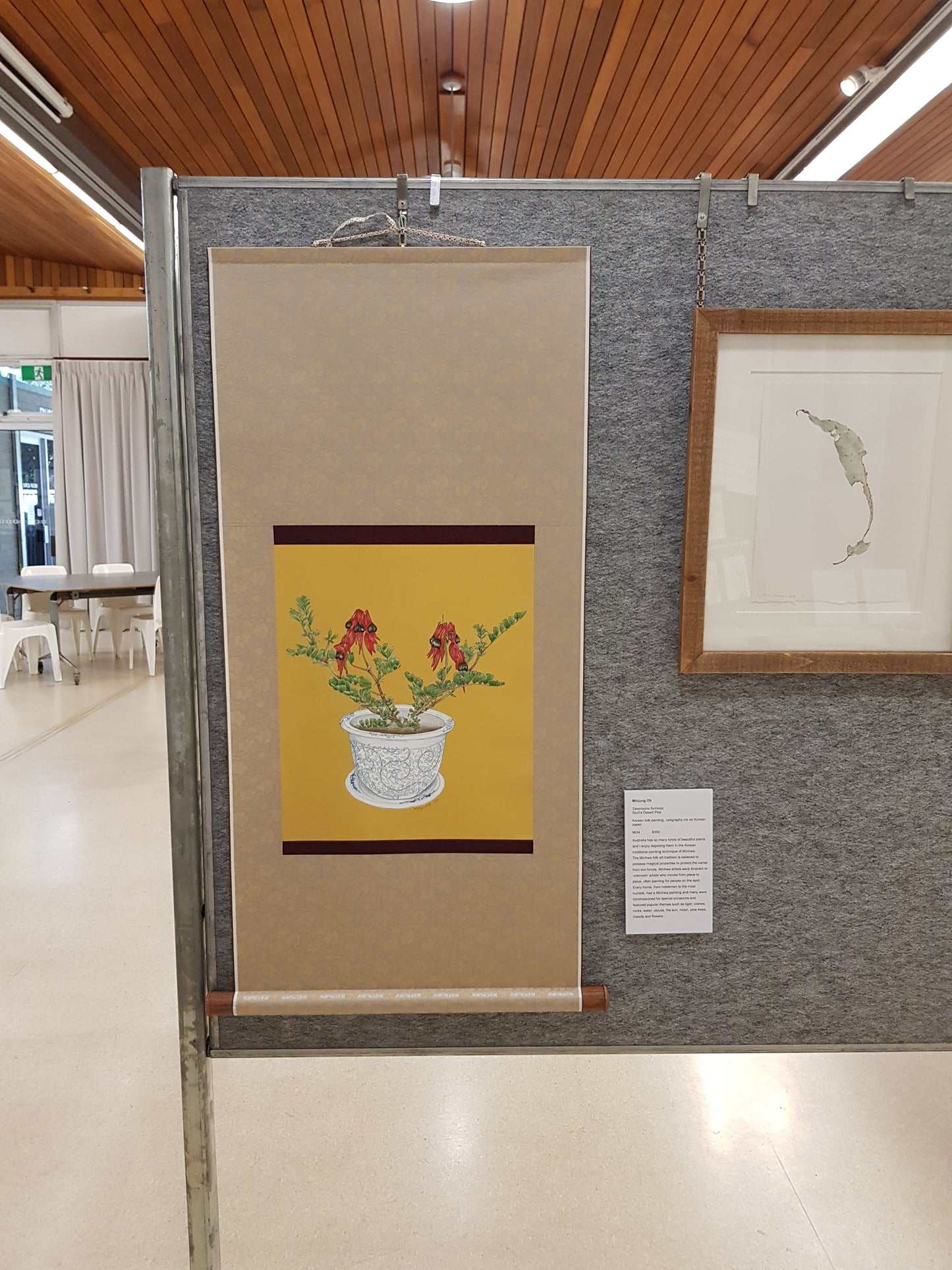 Australia Botanical Artist [Minjung Oh] Original Painting " Sturts Deserts Pea in a vase"