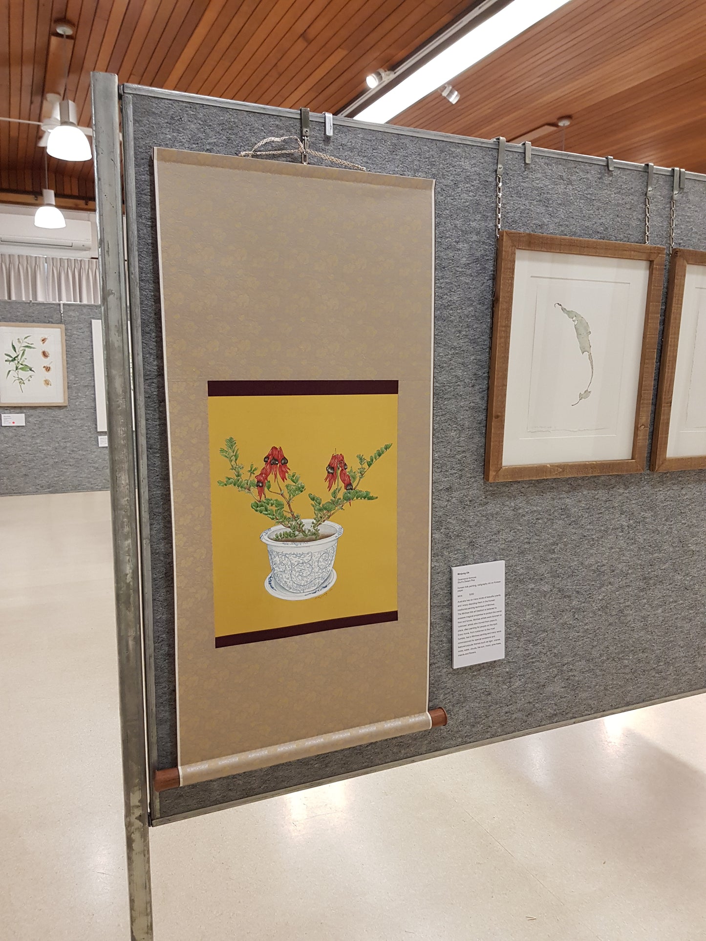 Australia Botanical Artist [Minjung Oh] Original Painting " Sturts Deserts Pea in a vase"