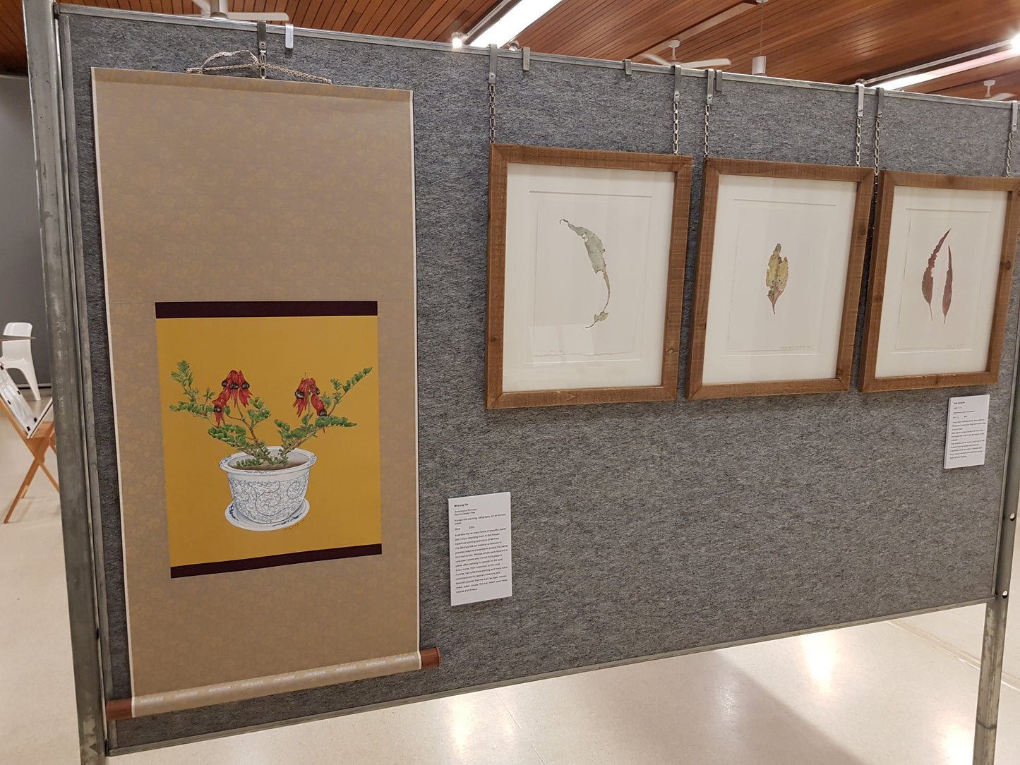 Australia Botanical Artist [Minjung Oh] Original Painting " Sturts Deserts Pea in a vase"