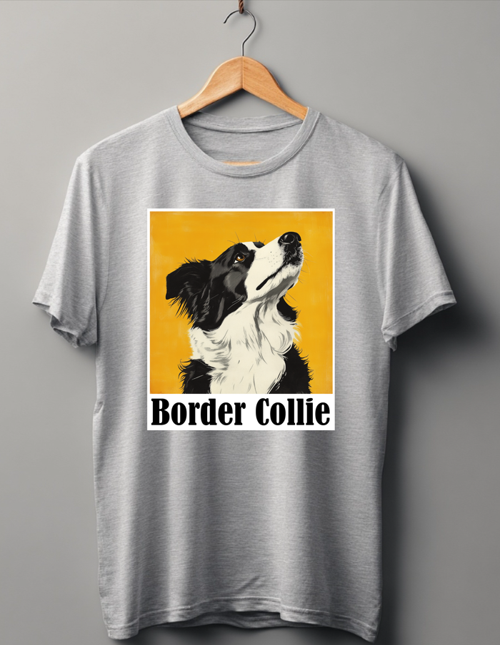 Australia Illuste designed T shirts "Border Collie"   (Gray, Large)