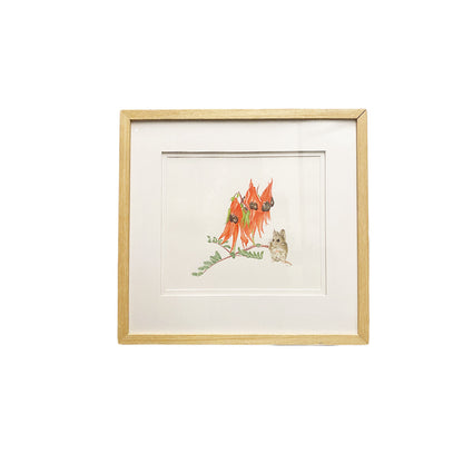[Minjung Oh] "Sturts Desert Pea and Oddea Dunnart Art Frame"   original painting and Frame