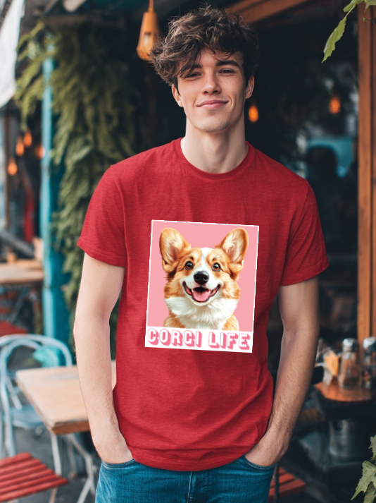 [Awesome Koala Friend] designed T shirts "Corgis"  (Red, Medium )