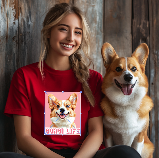 [Awesome Koala Friend] designed T shirts "Corgis"  (Red, Medium )