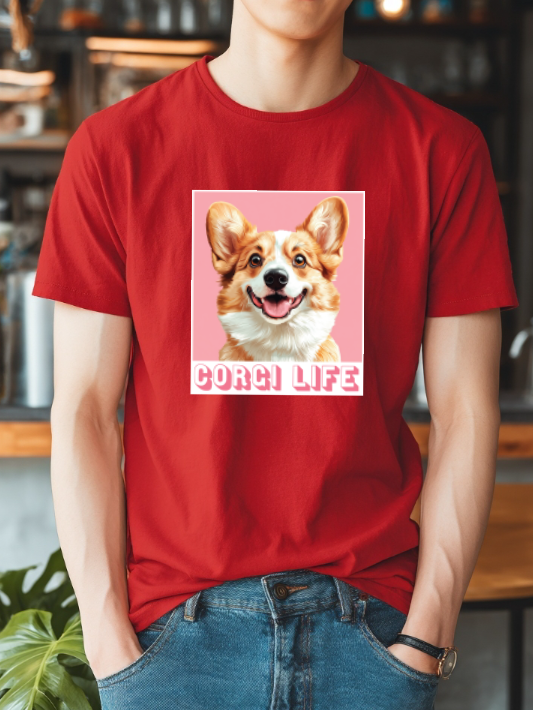 [Awesome Koala Friend] designed T shirts "Corgis"  (Red, Medium )