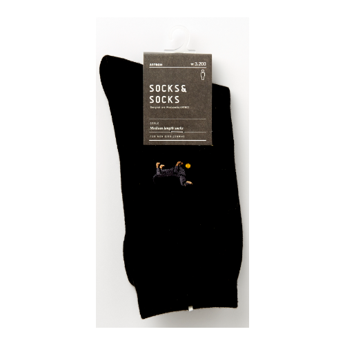[Artbox] Medium Length Socks for Men 250 - 270mm Black Dachshund