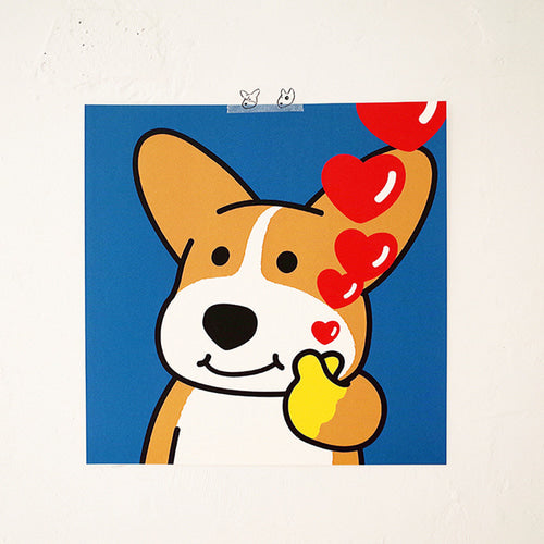 [Corgiman] Finger Heart Blue