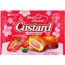 [Lotte] Custard Strawberry 22g x 10pack - 8EA/CTN