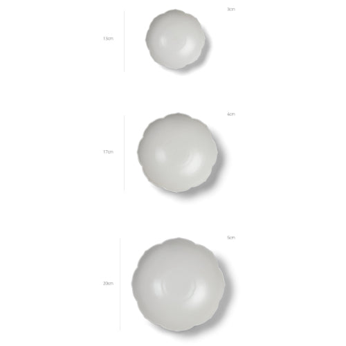 [KwangJuYo] Modern Line Lotus Flower Series Snow White Concave Dish 3pcs