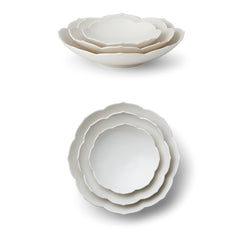 [KwangJuYo] Modern Line Lotus Flower Series Snow White Concave Dish 3pcs