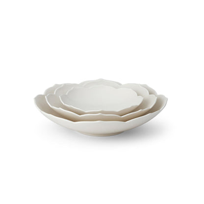 [KwangJuYo] Modern Line Lotus Flower Series Snow White Concave Dish 3pcs