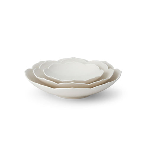 [KwangJuYo] Modern Line Lotus Flower Series Snow White Concave Dish 3pcs