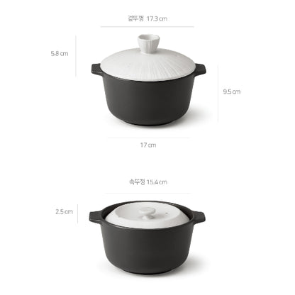 [KwangJuYo] Modern Line Seashell Series White Heat-Resisting Pot with Bowl Set 11pcs