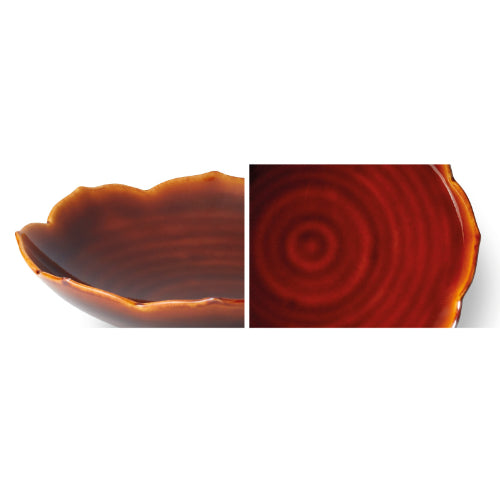 [KwangJuYo] Modern Line Lotus Flower Series Persimmon Red Concave Dish 3pcs