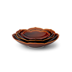 [KwangJuYo] Modern Line Lotus Flower Series Persimmon Red Concave Dish 3pcs