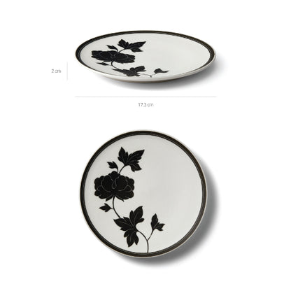 [KwangJuYo] Classic Line Heritage MokDan Dessert Black Plate 17