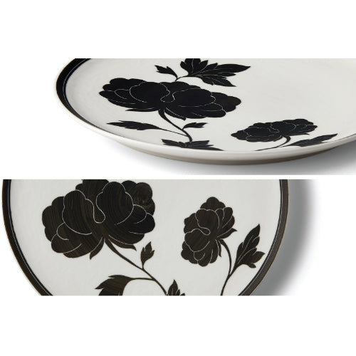 [KwangJuYo] Classic Line Heritage MokDan Dessert Black Plate 22
