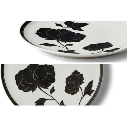 [KwangJuYo] Classic Line Heritage MokDan Dessert Black Plate 22