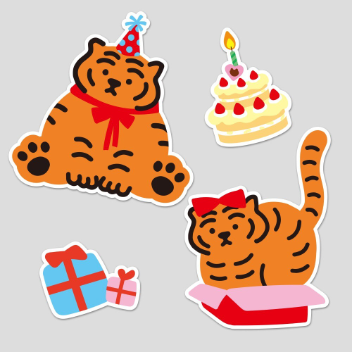 [Muzik Tiger] HBD Tiger 4pcs Stickers