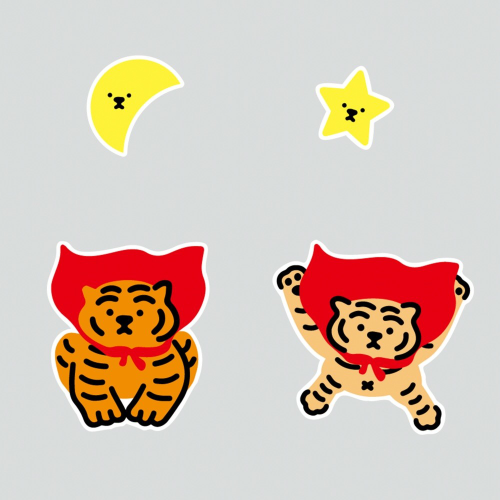 [Muzik Tiger] Hero Tiger 4pcs Stickers